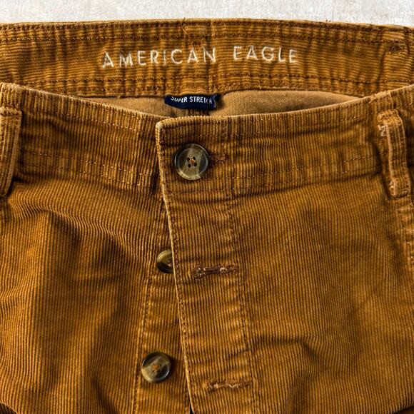 American Eagle Corduroy Mini Skirt Women's 16 Regular Brown Super Stretch - Picture 4 of 5